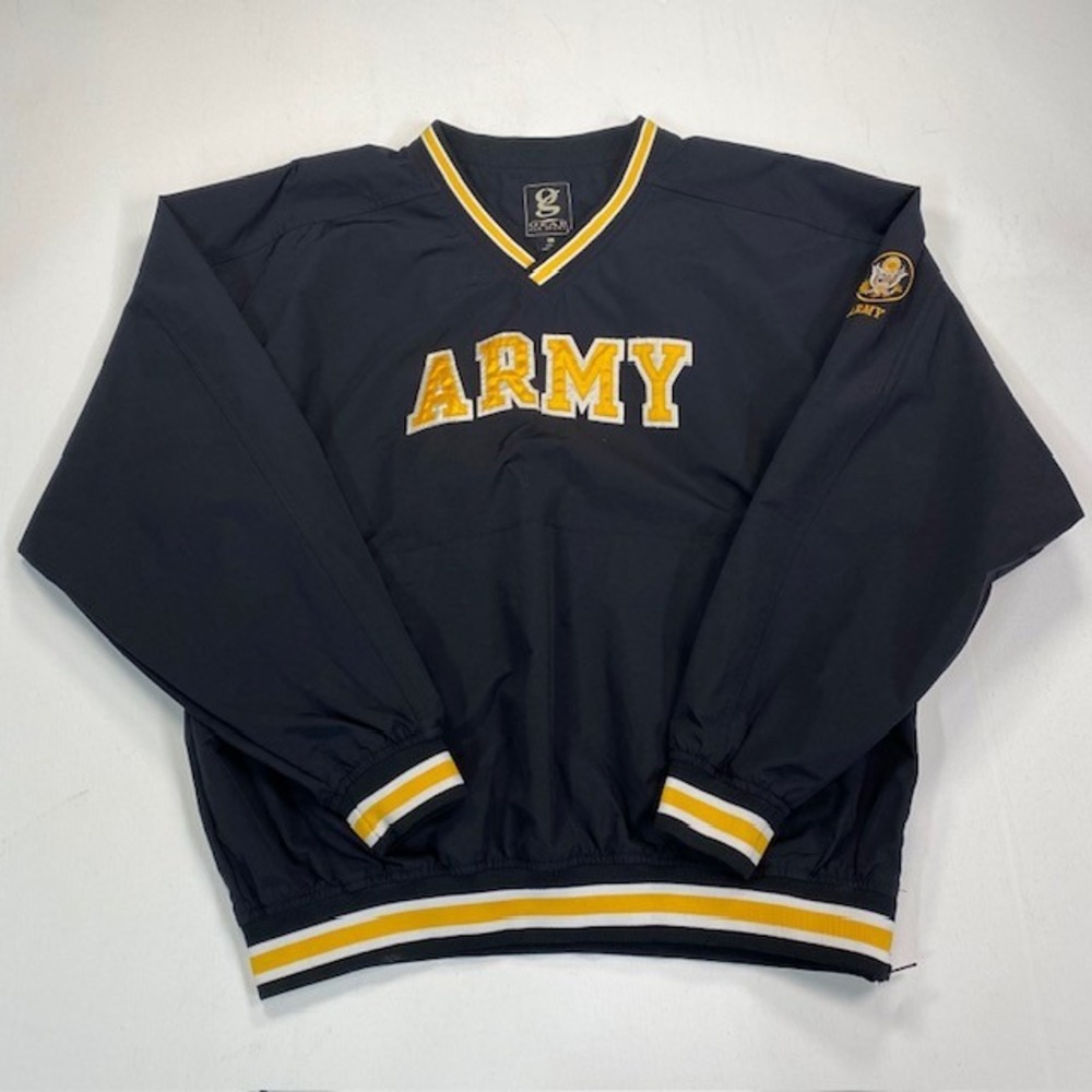 Gear For Sports US Army V-Neck Windbreaker Pullover Navy Blue Yellow Large